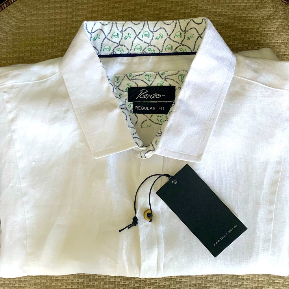 NWT Renzo 100% Linen Button Down Shirt